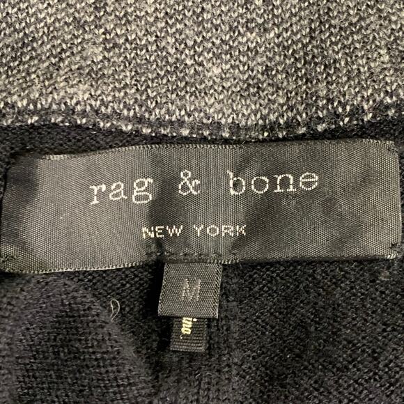 RAG & BONE Size M Black Grey Knit Wool Blend V-Neck Pullover - Picture 7 of 9